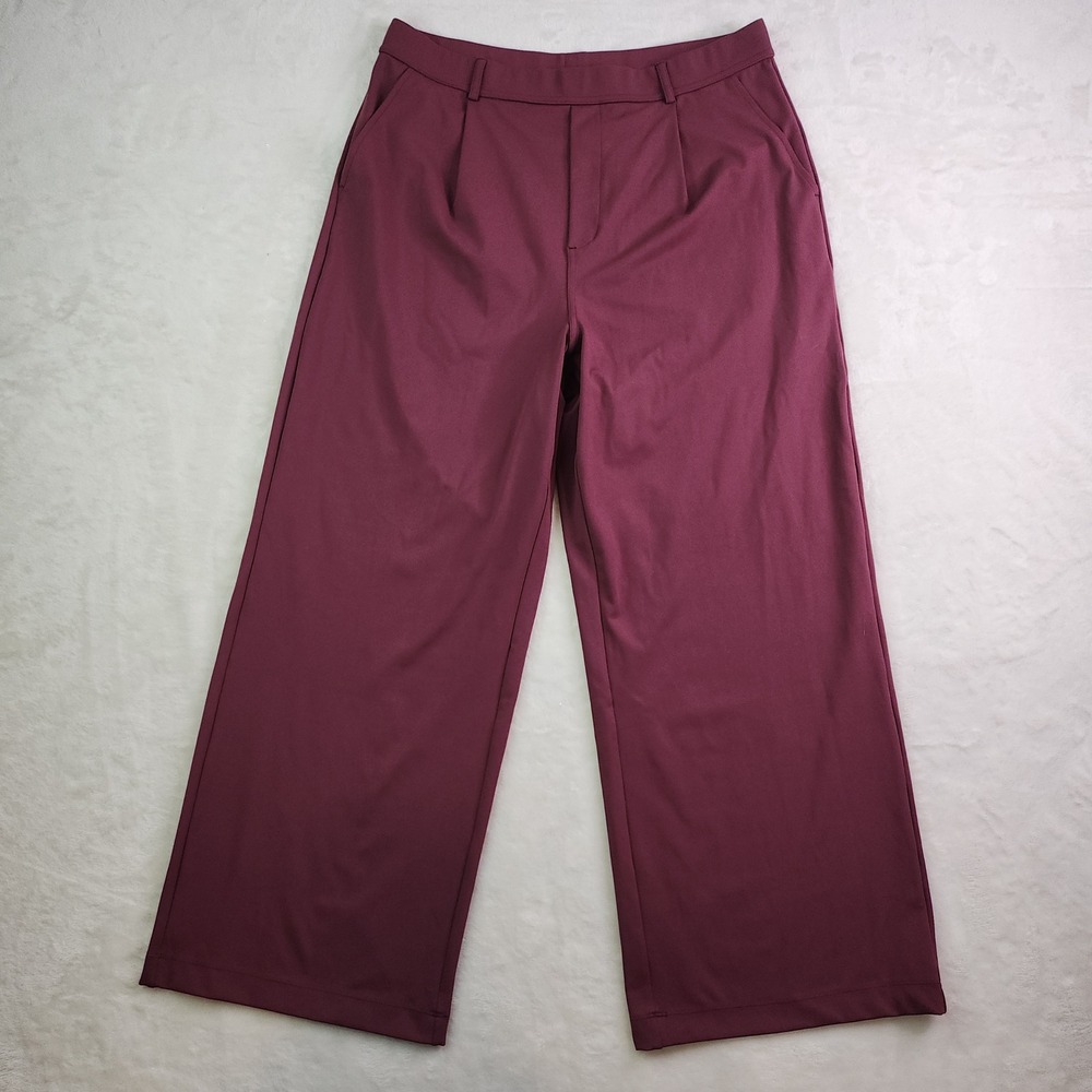 Halara Flex DayStretch High Waisted Work Flare Pants Large Petite Burgundy